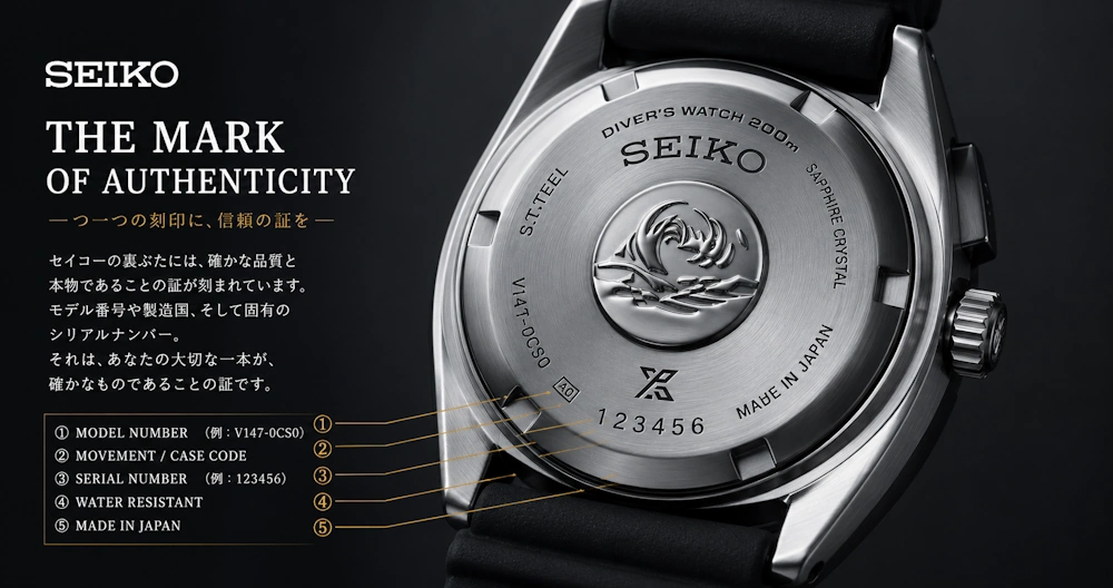 Задняя крышка Seiko с серийным номером